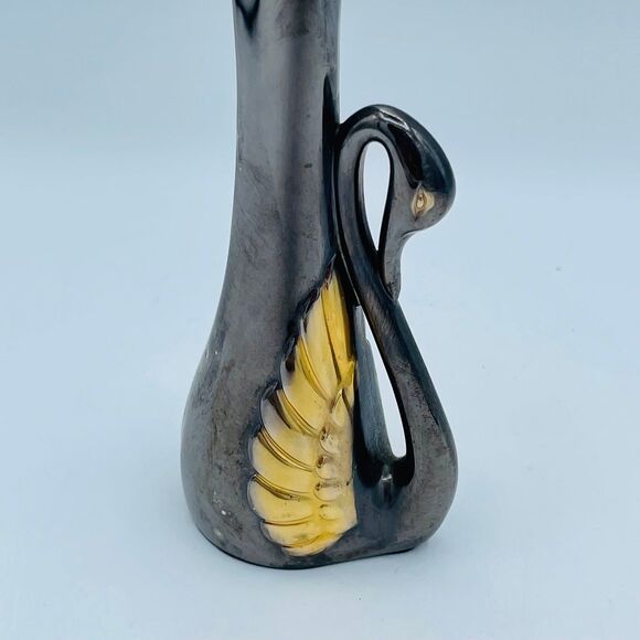 Vintage Tall Silver Plated Swan Bud Vase - Picture 3 of 8